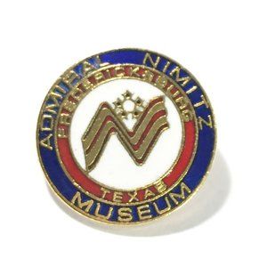 Admiral Nimitz Museum Lapel Pin Red White Blue Gol